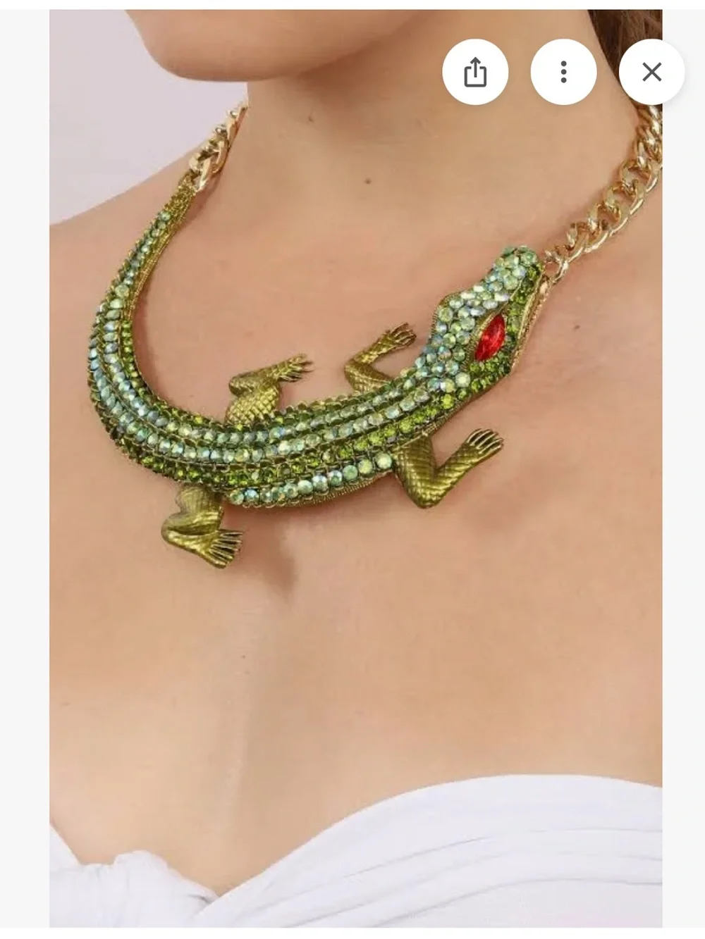 Eye Candy Los Angeles Alligator Gecko Statement Bib Collar Necklace